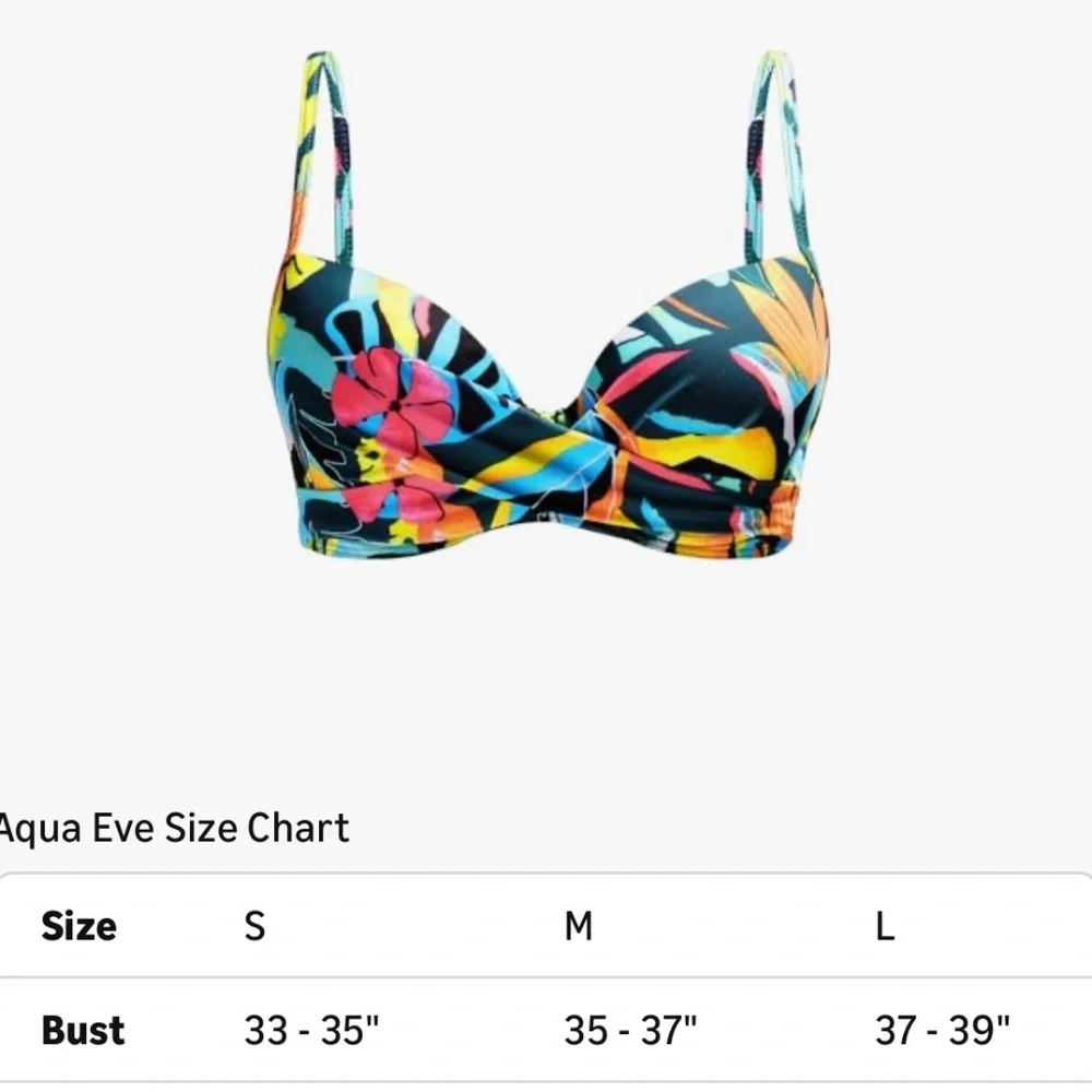 Aqua Eve, Underwire Push Up Bikini Top W/ Butterfly Swim Skorts, Size L - Picture 13 of 13